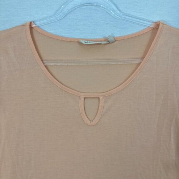 Soft Surroundings Orange Key Hole Stretch Knit 3/4 Sleeve Comfy Top Large - Picture 3 of 10